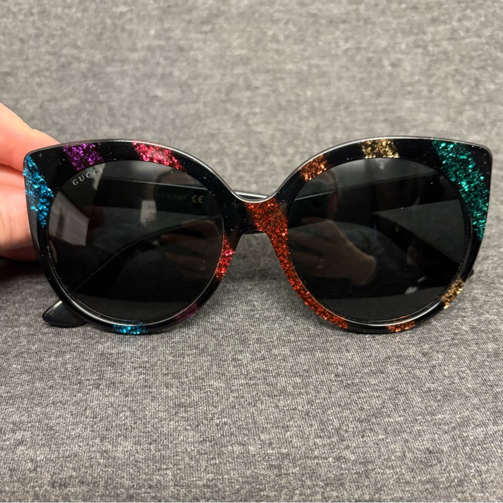 Gucci Oversized Cat Eye Glitter Sunglasses